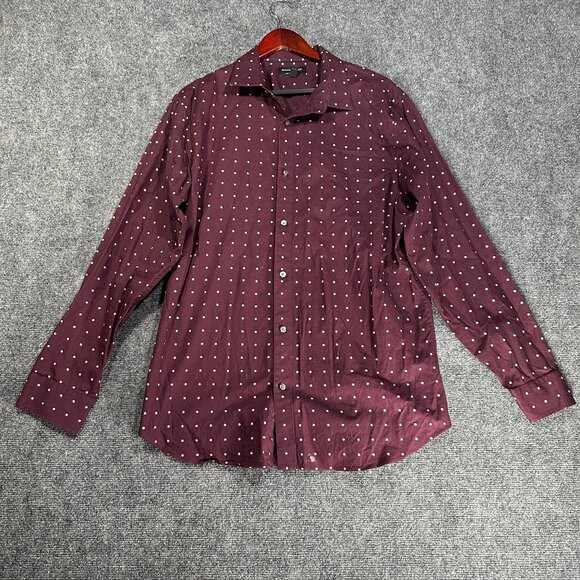Banana Republic Shirt Men XL Non Iron Slim Fit Purple Print Cotton Button Up - Picture 1 of 8